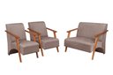 Ver imagem 3 de Conjunto Venus Braços em Madeira Maciça 1 Namoradeira 2 Poltronas Suede Unidecor Cappuccino
