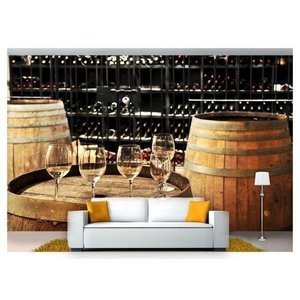 Papel de Parede Barril Vinho Adega Bebidas 3d Al74