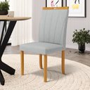 Ver imagem 6 de Kit com 2 Cadeiras Aurora Madeira Maciça Estofadas para Mesa de Jantar Linho Cinza 407