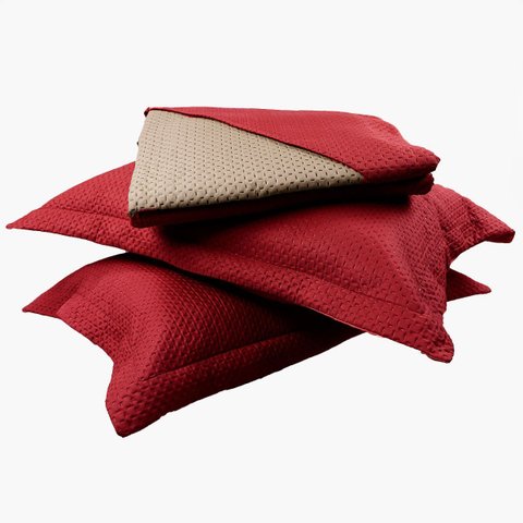 Colcha Siena Double - Solteiro - Vermelho - Dupla Face - C/ Porta Travesseiro - Eurotêxtil