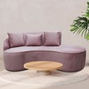 Ver imagem 2 de Sofá Curvo 2 Lugares 150cm Eron Braço Direito Veludo Rosê - Nexta Casa