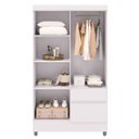 Ver imagem 2 de Guarda-roupa Solteiro 4 Portas 2 Gavetas com Espelho Ideval Branco/camarim