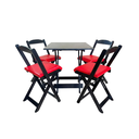 Ver imagem 2 de Conjunto Mesa Dobrável Área Externa 70x70cm com 4 Cadeiras Estofadas Madeira Preto/Vermelho