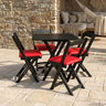 Conjunto Mesa Dobrável Área Externa 70x70cm com 4 Cadeiras Estofadas Madeira Preto/Vermelho - 1