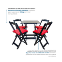 Ver imagem 6 de Conjunto Mesa Dobrável Área Externa 70x70cm com 4 Cadeiras Estofadas Madeira Preto/Vermelho