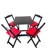 Conjunto Mesa Dobrável Área Externa 70x70cm com 4 Cadeiras Estofadas Madeira Preto/Vermelho - 12