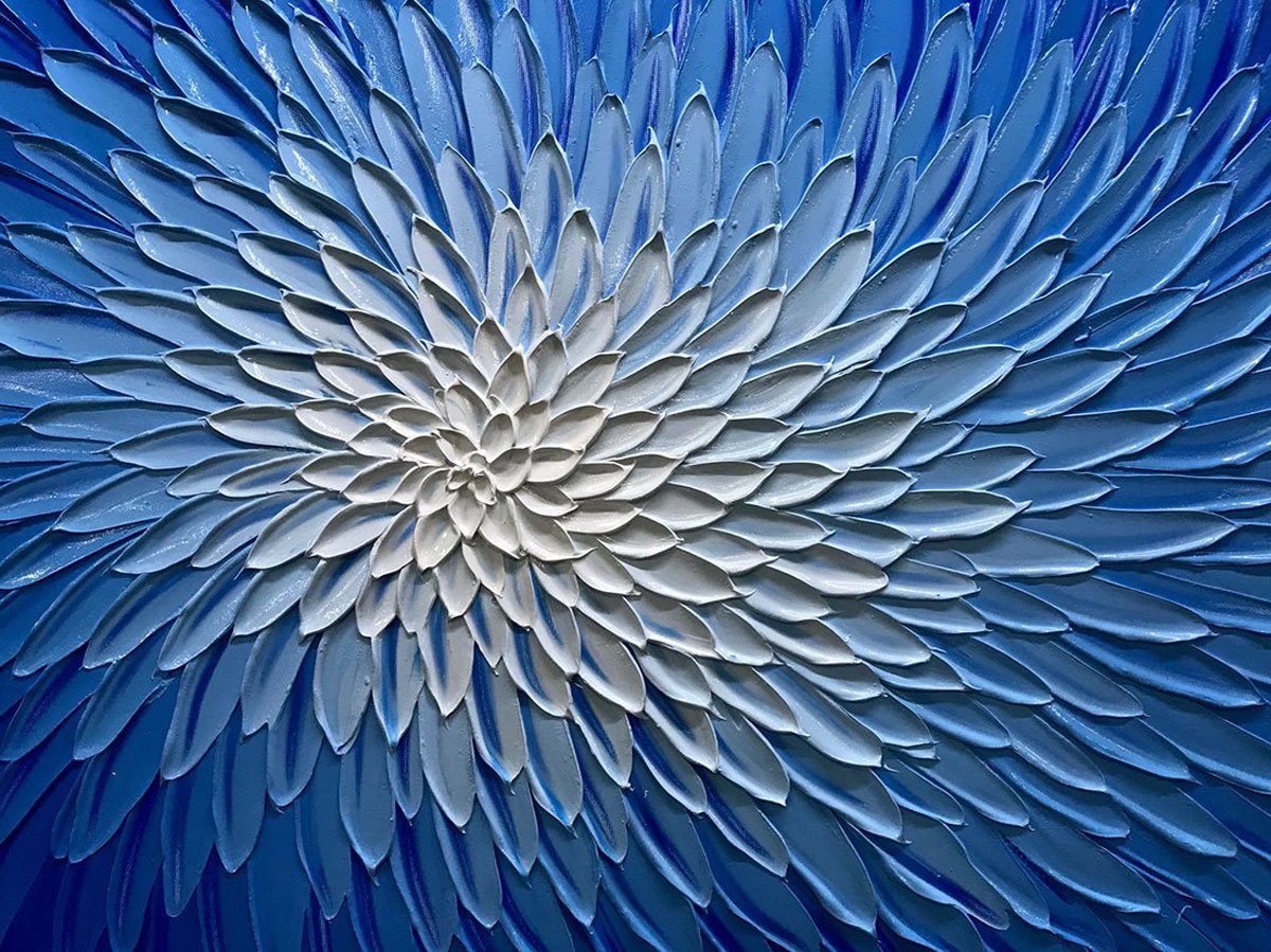 Quadro Pintura Tela claramente textura branco óleo 5384: 50cm (A) x 100cm (L) - 3