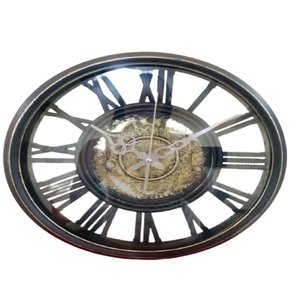 Relogio de Parede Rustico Estilo Madeira Industrial Design Vintage Numeros Romanos 30cm Decorativo