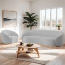 Ver imagem 2 de Kit Sofá 3 Lugares 200cm e Poltrona Orgânica Luxo Recepção Amore Linho - Adj Decor