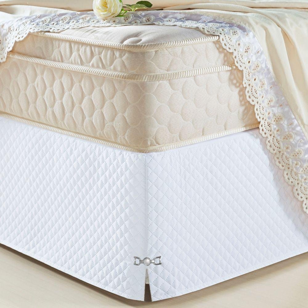 Saia Cama Box Casal Padrão Matelada C/ Pingente Branca