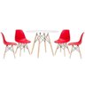 Mesa Redonda Eames 100cm Branco + 4 Cadeiras Vermelho - 1