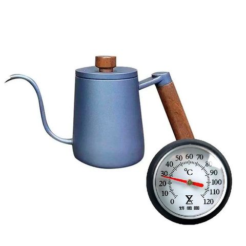 Chaleira Aço Inox Azul Bico Fino com Termômetro 350ml - Ilc