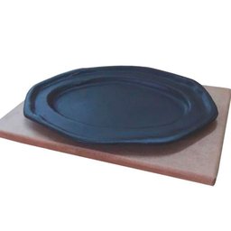 Tepan 26x16 Oval de Ferro Fundido com Aparador de Madeira - 1