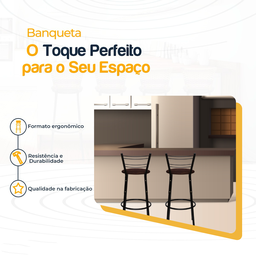 Kit 2 Banquetas para Balcão Bancada Cozinha Bistrô Ilhas Gourmet Bares Banco Flórida Preta - 3