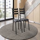 Ver imagem 1 de Kit com 2 Cadeiras Sala de Jantar Cozinha Europa Preto/Mosaico Silver