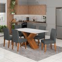 Ver imagem 2 de Conjunto de Mesa Sala de Jantar Tampo com Vidro 1,60m Grécia 6 Cadeiras Trieste Dobuê