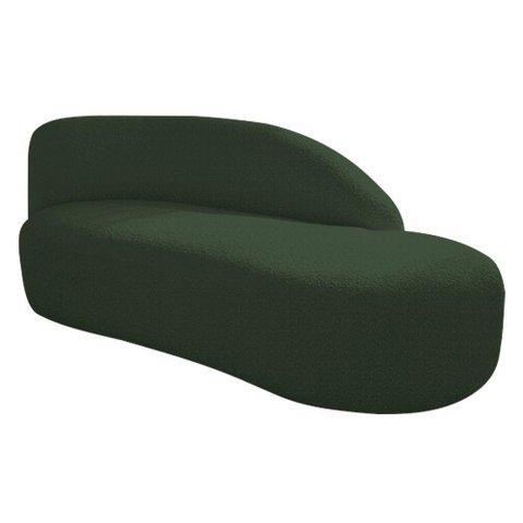 Divã Recamier Curvo Luna 160cm Lado Direito Linho - Adj Decor Cor Verde