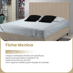 Painel de Cabeceira Colômbia Queen Suspensa Redenobre:bege - 5