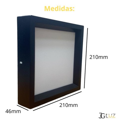 Painel Led Recuado de Sobrepor 24w Plafon Quadrado Bivolt - Preto - Branco Quente 3000k - 110v/220v - 3