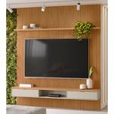Ver imagem 1 de Painel para Tv Ripado 2.2 Modular 1 Nicho Engrossado e Prateleira Canela Linea Brasil - Nature/off W