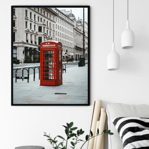 Quadro Decorativo Cabine Telefônica Londres - 70x50cm:moldura Preta