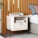 Ver imagem 2 de Mesa de Cabeceira Quarto Tucupí Slim 1 Gaveta e Pés de Metal Off White/preto