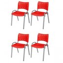 Ver imagem 1 de Cadeira Iso Base Cinza Escola, Escritório Vermelho Kit 4 Un