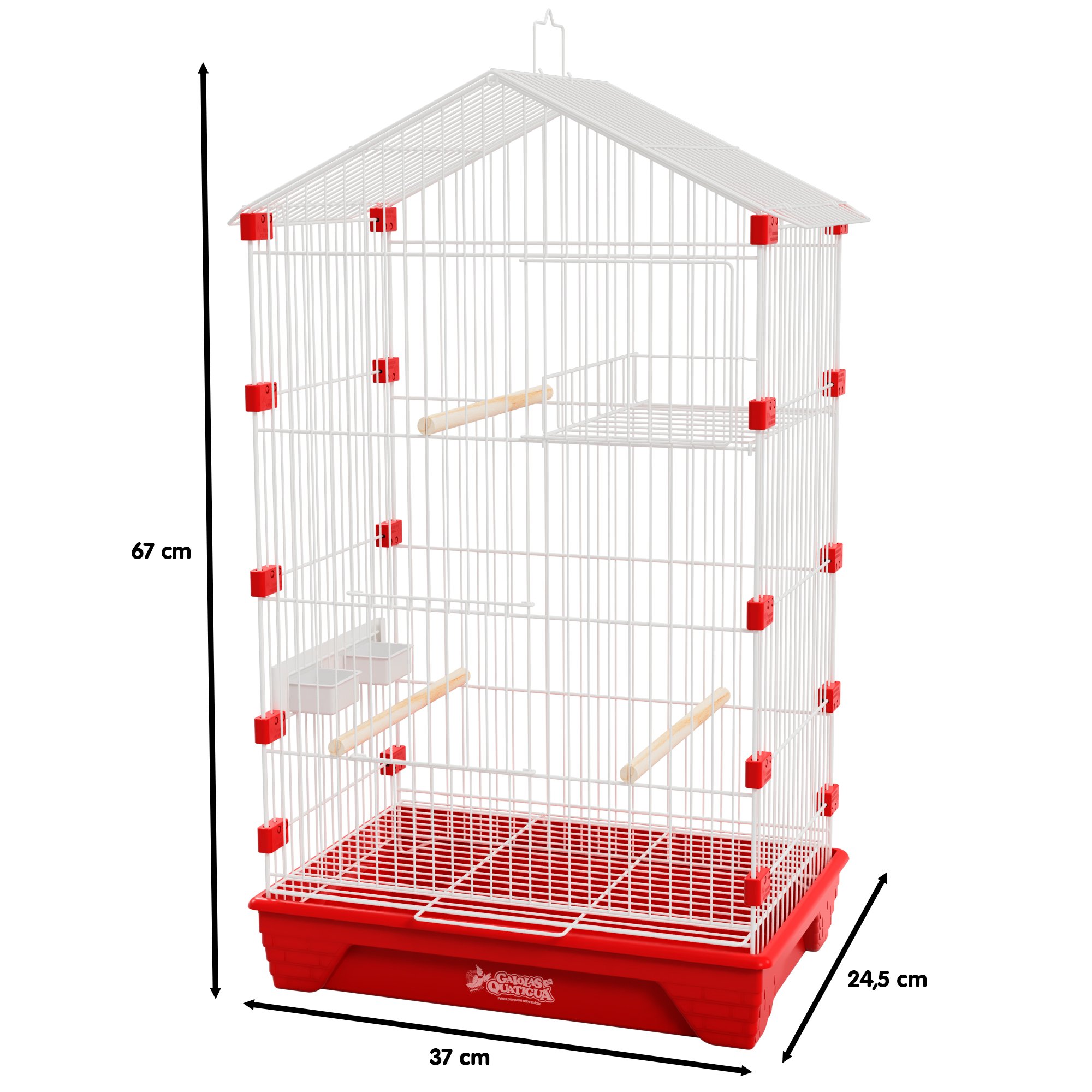 Gaiola Travas Plásticas Malha Fina para Periquito Quatiguá:branco+vermelho - 2