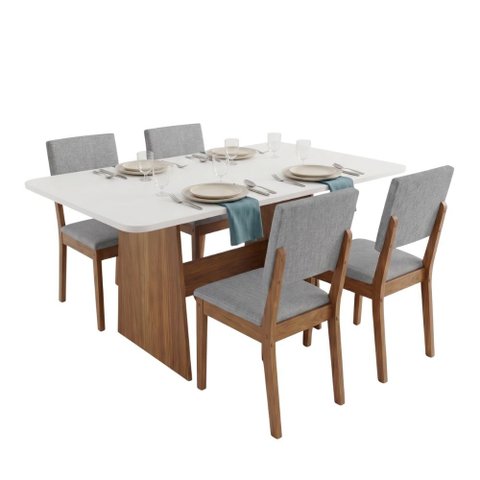 Conjunto Sala de Jantar Mesa 1,20m Maira 4 Cadeiras Linda Viero