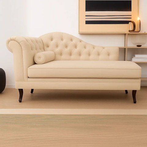 Recamier Divã Larissa 150cm Direito Suede:bege/liso