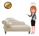 Ver imagem 5 de Recamier Divã Larissa 150cm Direito Suede:bege/liso