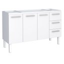 Ver imagem 3 de Balcão para Pia de Cozinha 150cm 3 Portas 3 Gavetas Vênus Yescasa Branco
