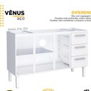 Ver imagem 2 de Balcão para Pia de Cozinha 150cm 3 Portas 3 Gavetas Vênus Yescasa Branco