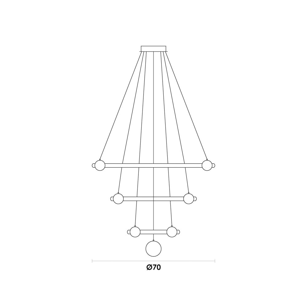 Pendente Mondo Dourado 70cm 71w 3000k Led - Ka002 - Bella - 4