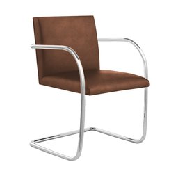 Cadeira Brno Couro Natural Marrom Tubular Cromada - 1 Cadeira Brno Couro Natural Marrom Tubular Cromada - 1