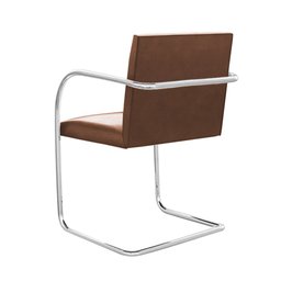 Cadeira Brno Couro Natural Marrom Tubular Cromada - 2 Cadeira Brno Couro Natural Marrom Tubular Cromada - 2