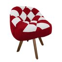 Ver imagem 2 de Poltrona Paloma Escritório Sala Giratória Madeira Suede Vermelho e Suede Branco - Dominic Decor