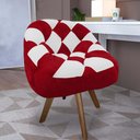 Ver imagem 1 de Poltrona Paloma Escritório Sala Giratória Madeira Suede Vermelho e Suede Branco - Dominic Decor