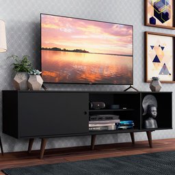 Rack Madesa Dubai para Tv até 65 Polegadas com Pés - Preto/rustic - 2