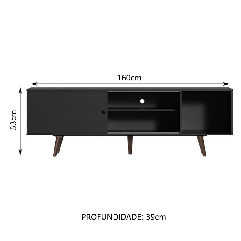 Rack Madesa Dubai para Tv até 65 Polegadas com Pés - Preto/rustic - 4