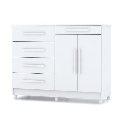 Cômoda Sapateira para Quarto 05 Gavetas e 02 Portas Livia Branco - Pallazio