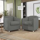 Ver imagem 1 de Kit 2 Poltronas Decorativas Bia Consultório Recepção Sala Suede Cor:cinza