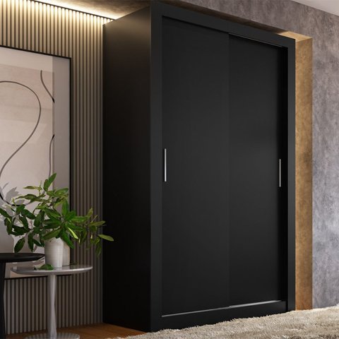 Guarda-Roupa Solteiro 2 Portas de Correr Reversível 120x55x200cm City Preto