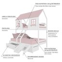 Ver imagem 3 de Beliche Casal/ Solteiro Casinha Encantada com 02 Gavetas Kit Escada/ Escorregador Madeira Maciça