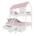 Ver imagem 2 de Beliche Casal/ Solteiro Casinha Encantada com 02 Gavetas Kit Escada/ Escorregador Madeira Maciça