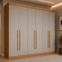Ver imagem 3 de Guarda-Roupa Casal 100% MDF com 6 Portas e 4 Gavetas 220cm Multimóveis CR35510 Madeirado/Off White