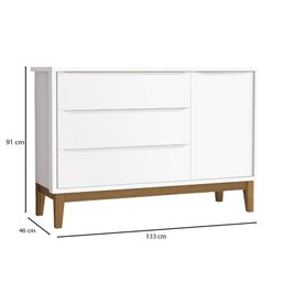 Berço Americano e Cômoda New Classic Branco com Pés Madeira e Colchão Gazin – Reller - 4