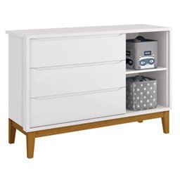 Berço Americano e Cômoda New Classic Branco com Pés Madeira e Colchão Gazin – Reller - 5