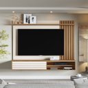 Ver imagem 1 de Painel para TV até 72 Polegadas Munique 1 Porta Ripado Off White/Freijó - Giga Móveis