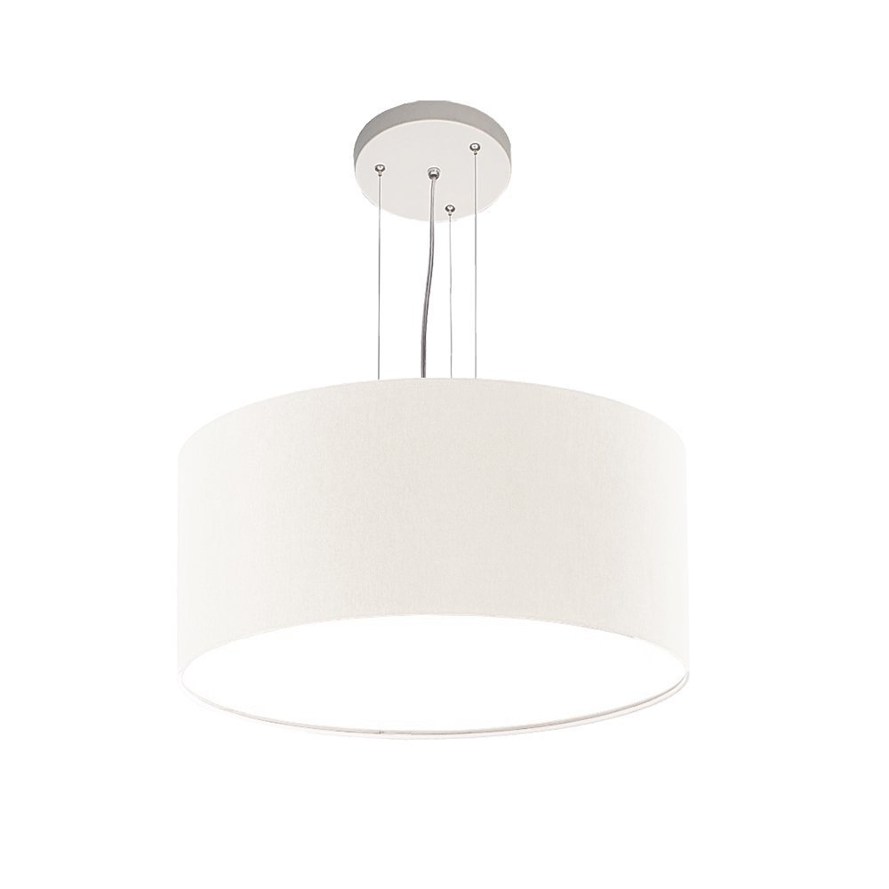 Lustre Pendente Redondo Cúpula em Tecido 30x15:Branco5934